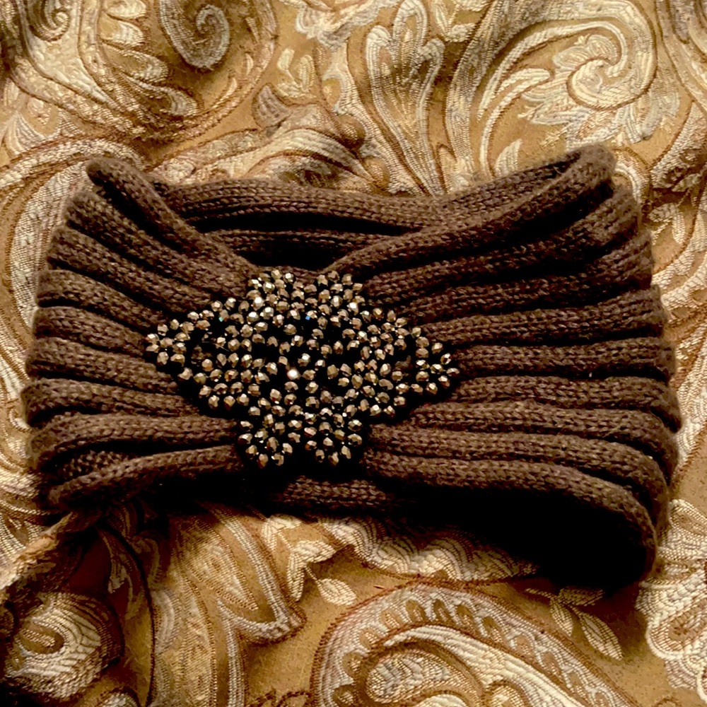Fall Grey Bling Head Scarf Bandana